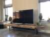 Tv meubel robuust oud eiken met een stalen schap onderstel. - Afbeelding 5