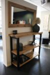 Dressoir zwart staal met oud eiken schappen