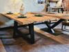 Tafel gezandstraald oud eiken met dubbel U onderstel - Afbeelding 3