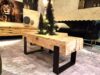 Eiken salontafel set oude balken zwart onderstel - Afbeelding 6
