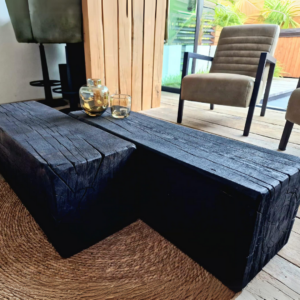 salontafel uniek zwart hout