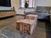 Massief eiken balken salontafel set van 3 - Afbeelding 4