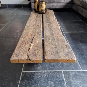 salontafel uniek planken eikenhout