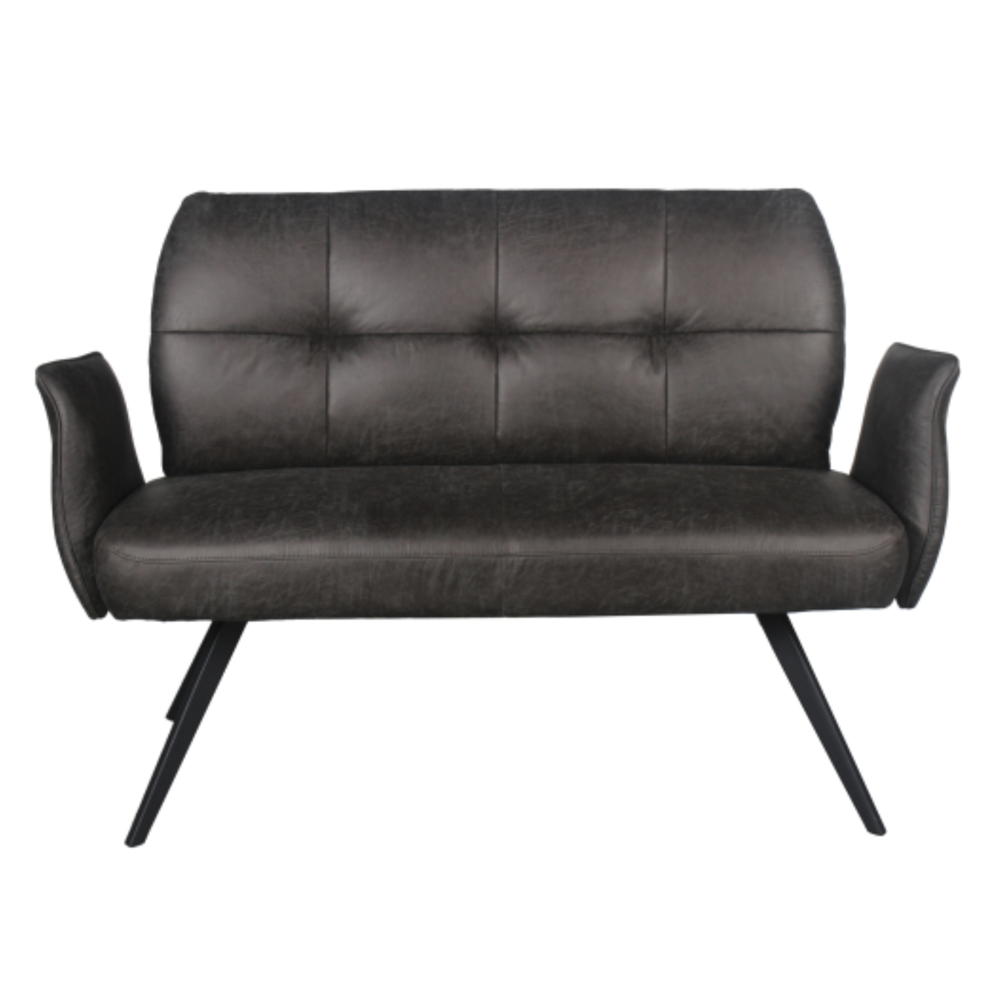 Dark Grey bankje Lars Dallas Leather Dark Grey Bankje 135 cm - Afbeelding 1