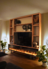Luxe Cinewall eikenhout met ingebouwde sfeerhaard