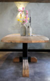 Eettafel Deens ovaal met design poot hout/staal - Afbeelding 8