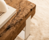 Eiken salontafel set oude balken wit onderstel - Afbeelding 2