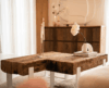 Eiken salontafel set oude balken wit onderstel - Afbeelding 3